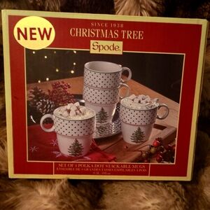 Spode Christmas Tree Polka Dot Mugs